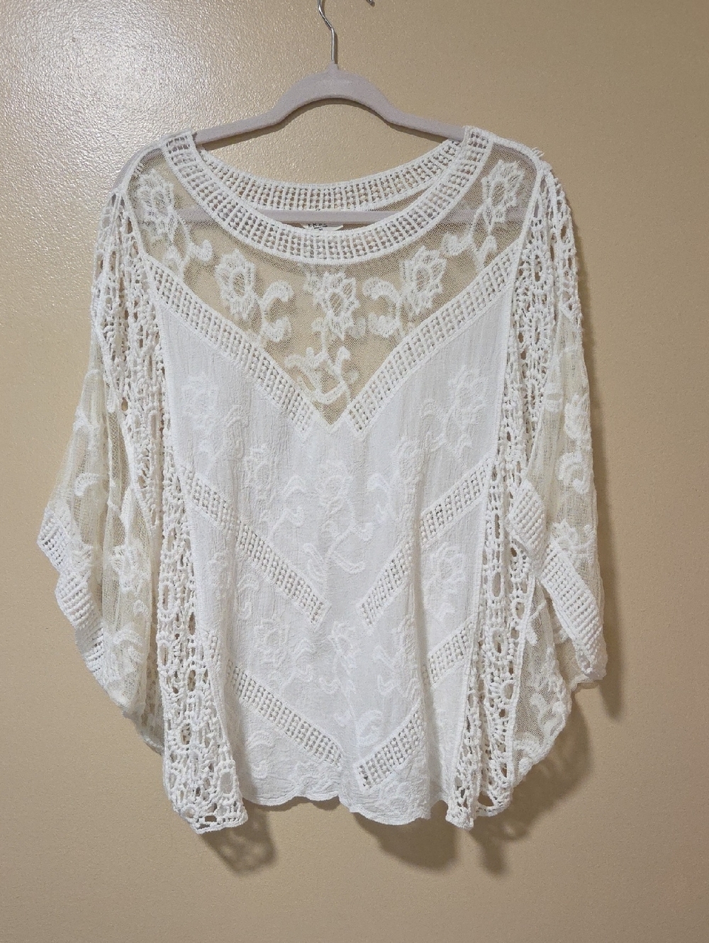 Boho Crochet Lace White Women's Top